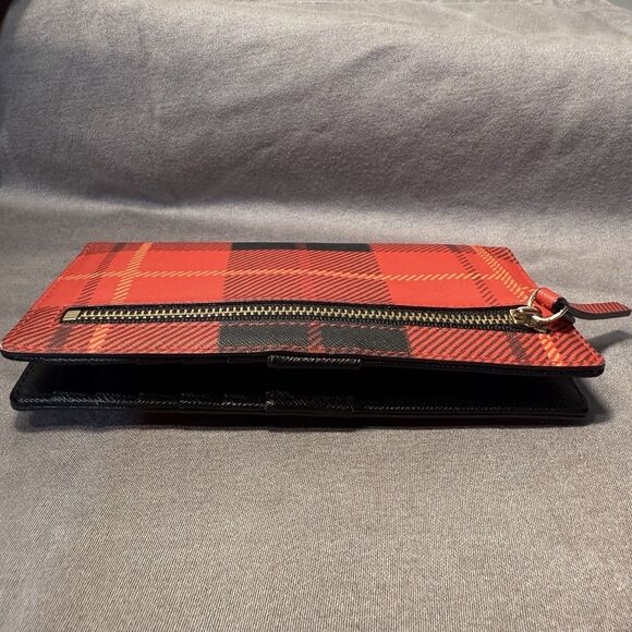Kate Spade Classic Red Black Plaid Bifold Wallet With Coin Purse and Card Holder - Picture 10 of 12